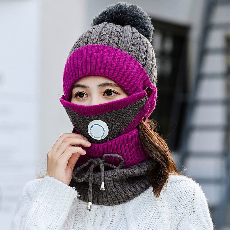 Women's 3pcs Fleece Winter Balaclava