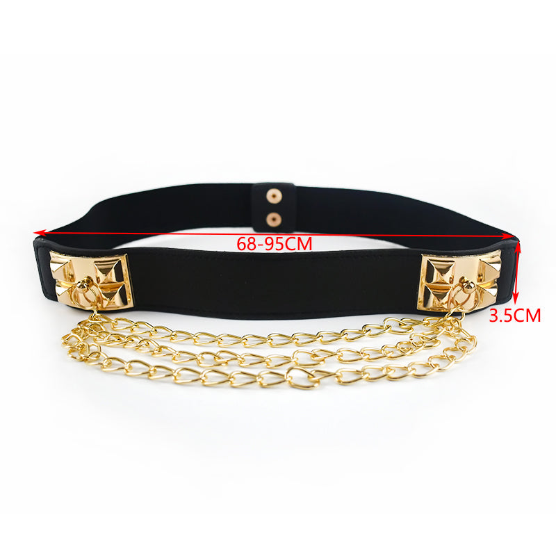 68cm Women's Double Buckle Punk Chain Belt