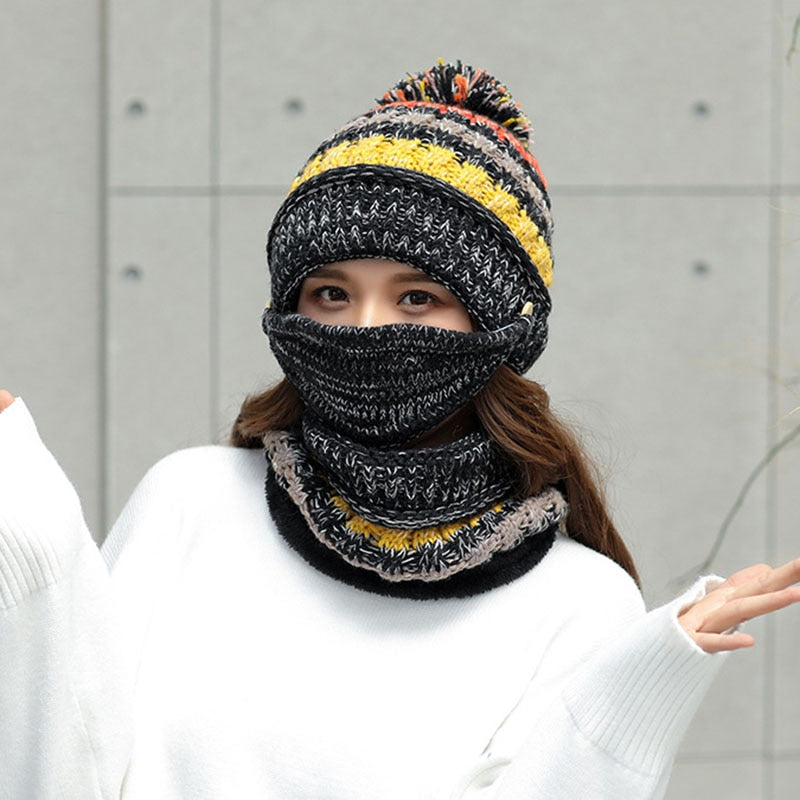 Women's 3pcs Fleece Winter Balaclava