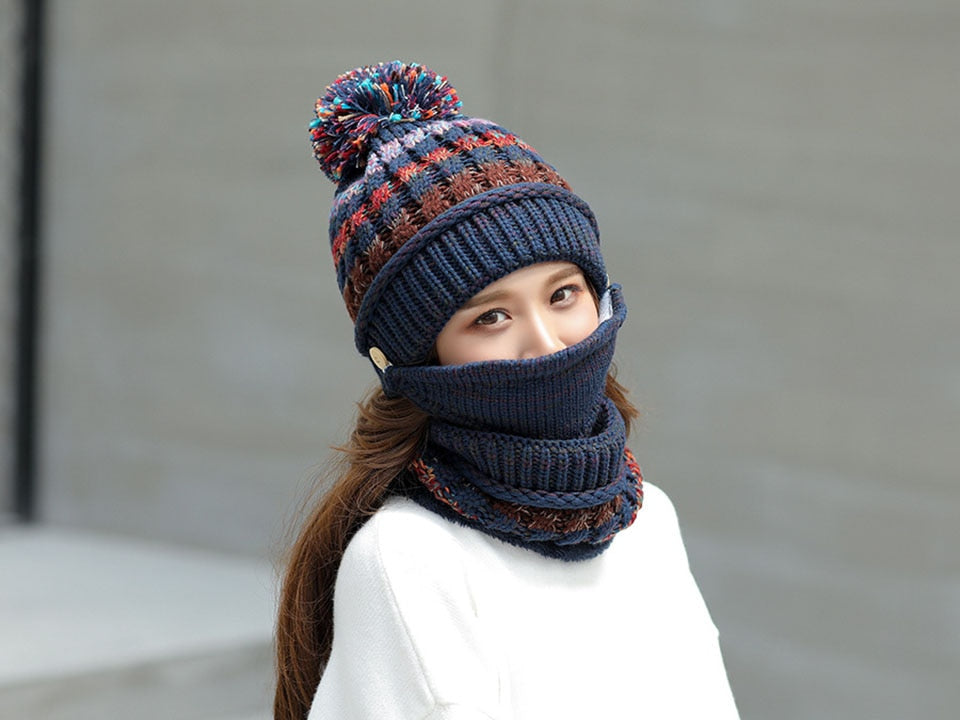 Women's 3pcs Fleece Winter Balaclava