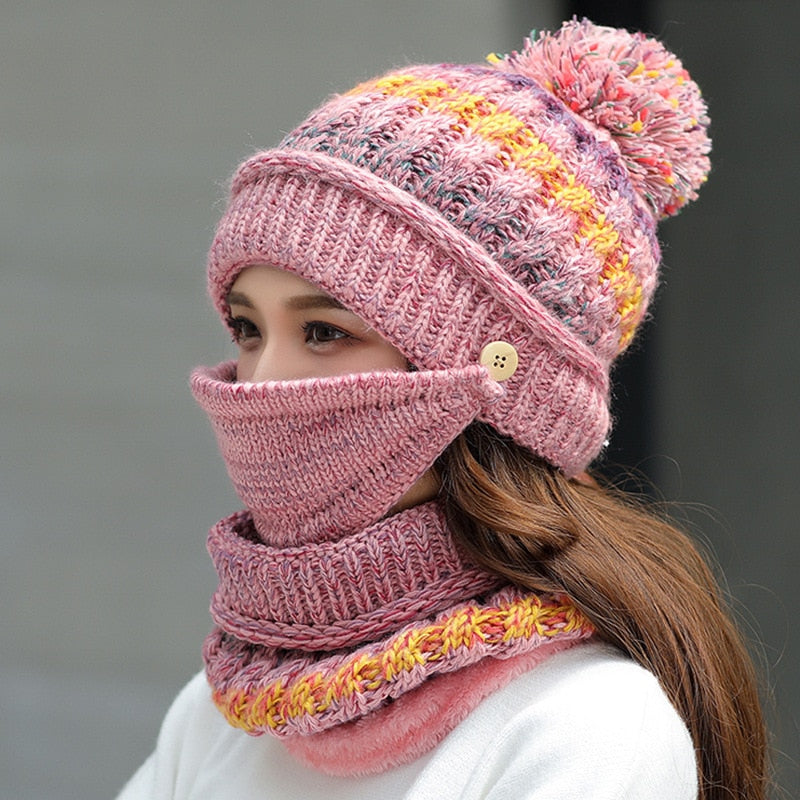 Women's 3pcs Fleece Winter Balaclava
