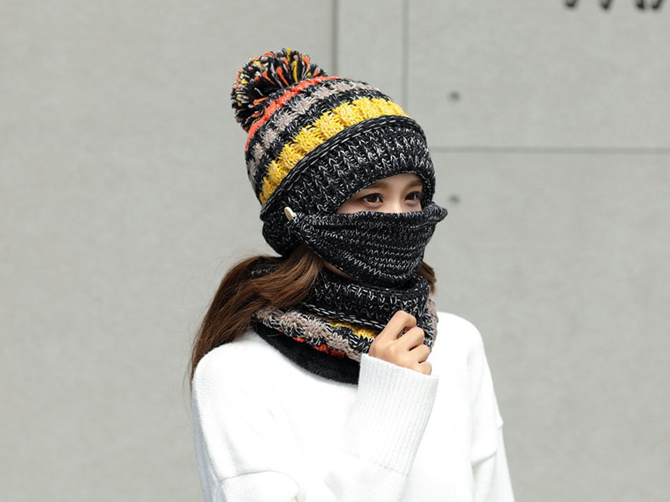 Women's 3pcs Fleece Winter Balaclava