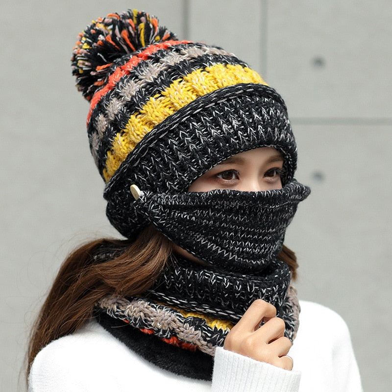 Women's 3pcs Fleece Winter Balaclava