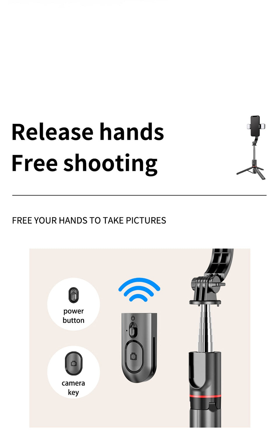 Selfie Stick Bluetooth Fill Light Tripod With Remote 1160mm