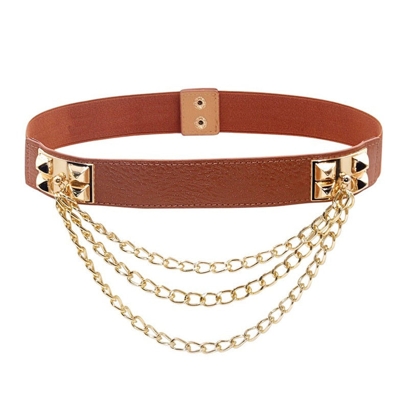 68cm Women's Double Buckle Punk Chain Belt