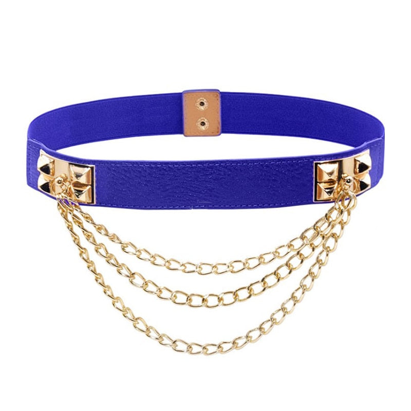 68cm Women's Double Buckle Punk Chain Belt