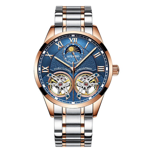 Automatic Double Flywheel Luminous Dial 24 Hour Display Mechanical Watch