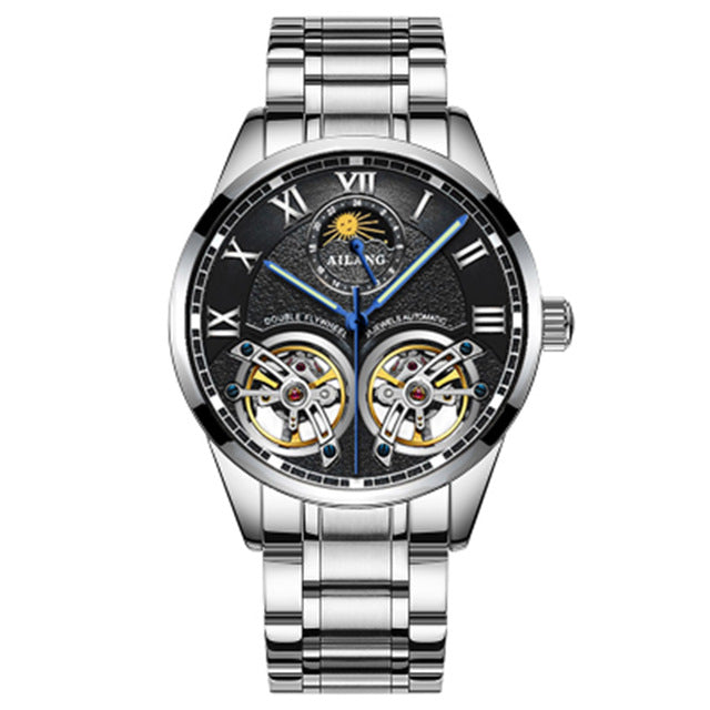 Automatic Double Flywheel Luminous Dial 24 Hour Display Mechanical Watch