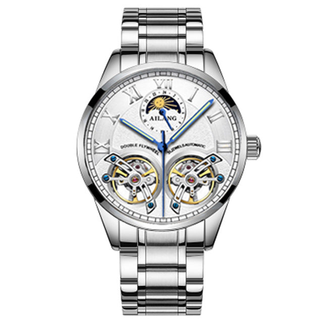 Automatic Double Flywheel Luminous Dial 24 Hour Display Mechanical Watch