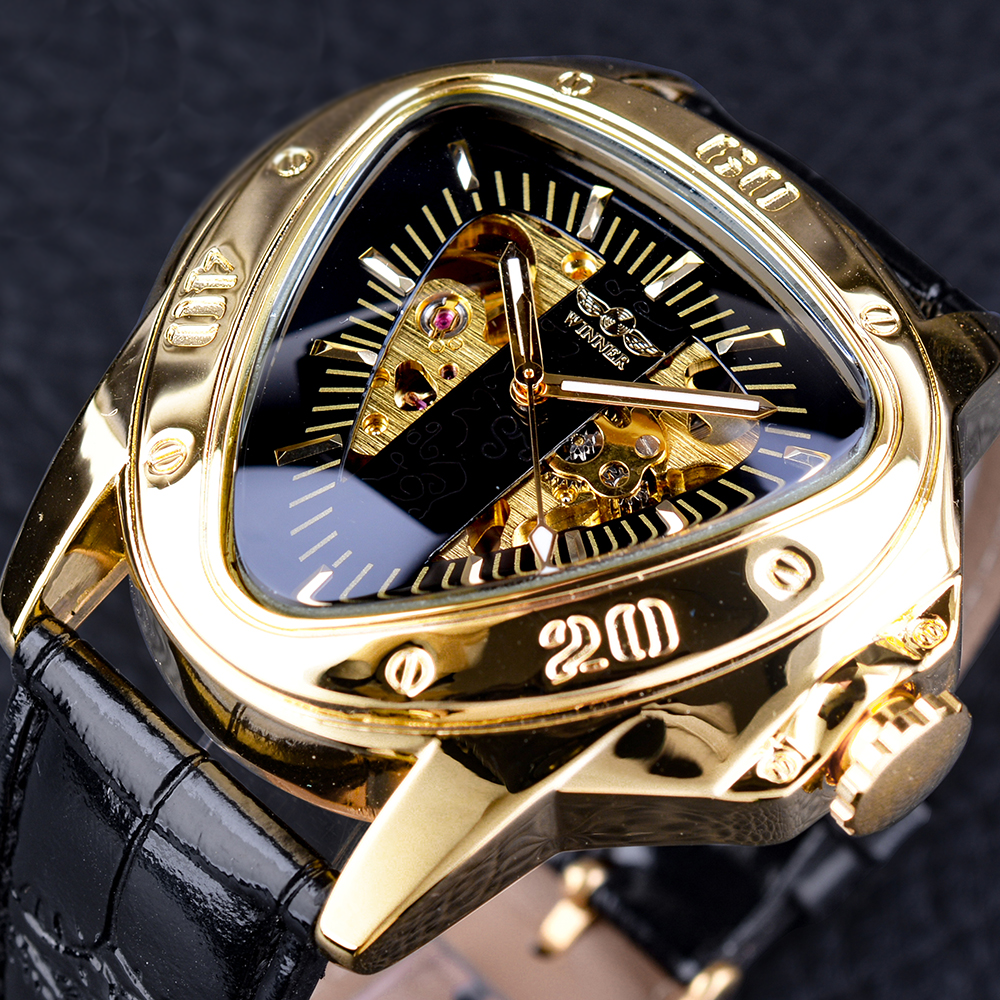 Triangle Skeleton Dial Automatic Mechanical Wrist Watch
