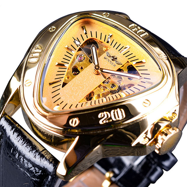 Triangle Skeleton Dial Automatic Mechanical Wrist Watch