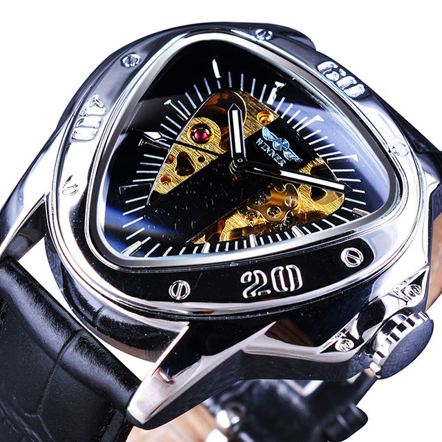 Triangle Skeleton Dial Automatic Mechanical Wrist Watch