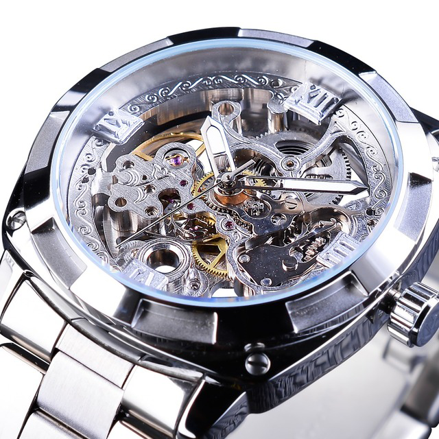 Transparent Automatic Mechanical Luminous Skeleton Dial Watch