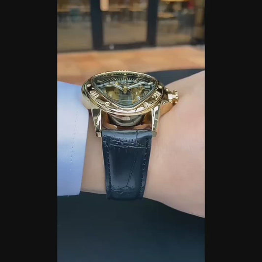 Triangle Skeleton Dial Automatic Mechanical Wrist Watch