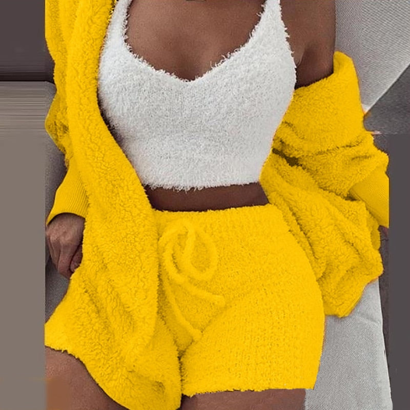 (XL-3XL) Sexy 3 Piece Fleece Outfit