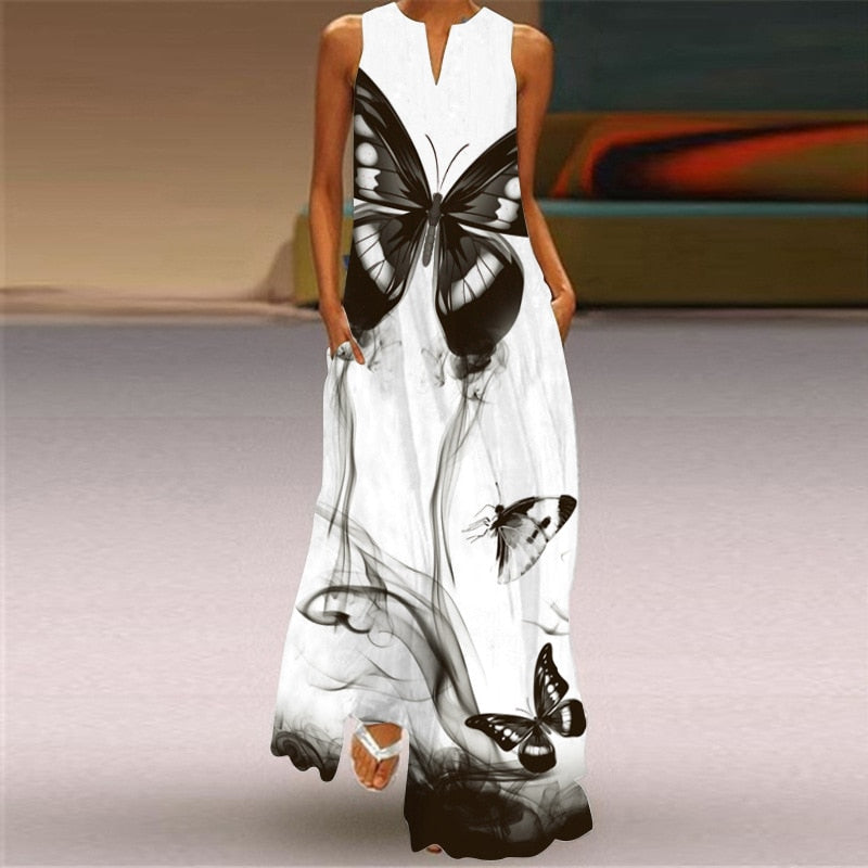 (XL-3XL) Summer Beach Sleeveless Dress