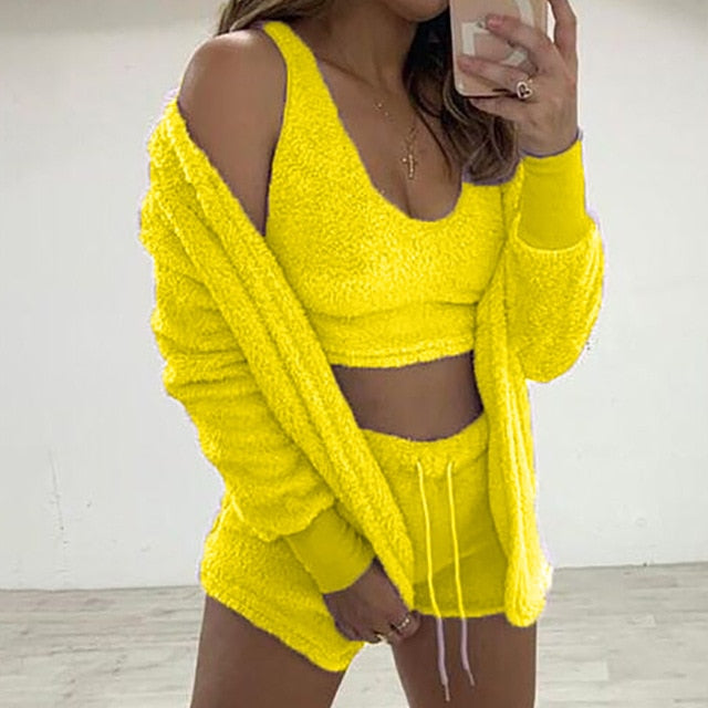 (XL-3XL) Sexy 3 Piece Fleece Outfit