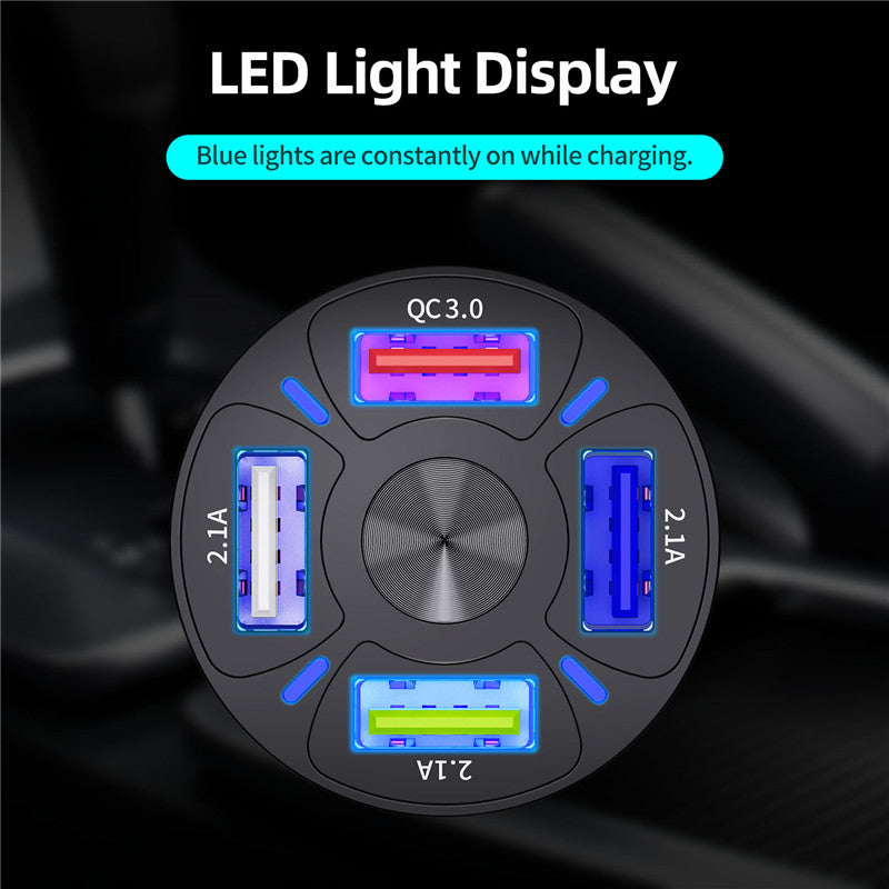 4-Port QC3.0 Fast Charging USB Car Charger