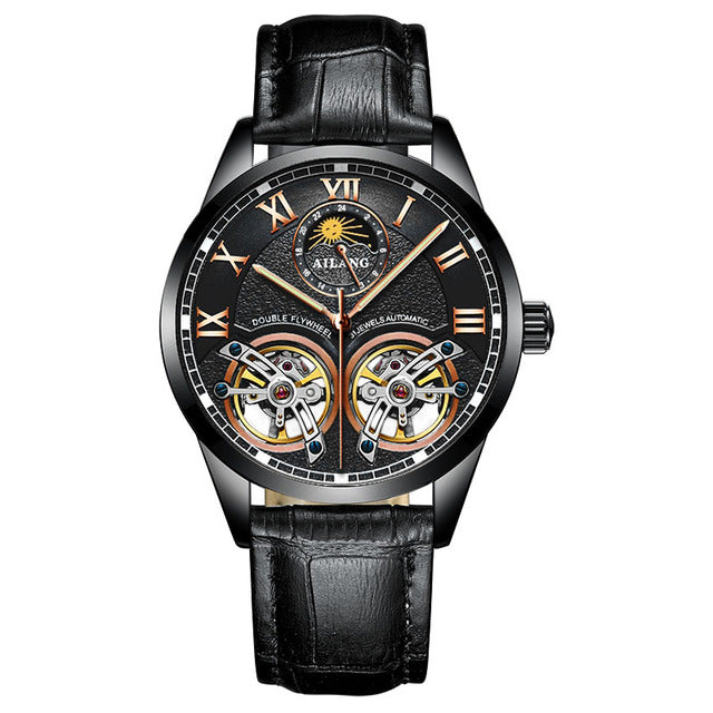 Automatic Double Flywheel Luminous Dial 24 Hour Display Mechanical Watch