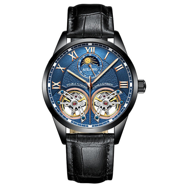 Automatic Double Flywheel Luminous Dial 24 Hour Display Mechanical Watch