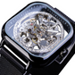 Golden Transparent Automatic Mechanical Self-Wind Skeleton Steel Mesh Watch
