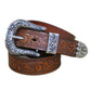 Genuine Cowhide Leather Camel Pin Retro Design Belt