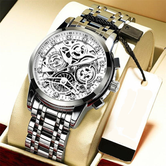 Flywheel Rotating Quartz Movement Waterproof Luminous Dial Watch