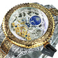 Automatic Tourbillon Engraved Vintage Moon Phase Mechanical Luminous Skeleton Dial Watch
